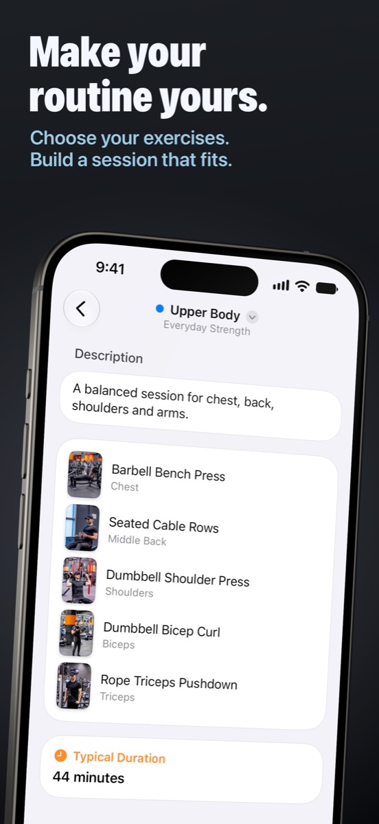 Make your routine yours. Choose your exercises. Build a session that fits.